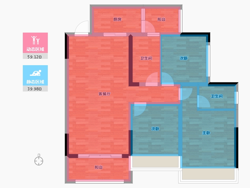 重庆-重庆市-豪洋k城-88.07-户型库-动静分区