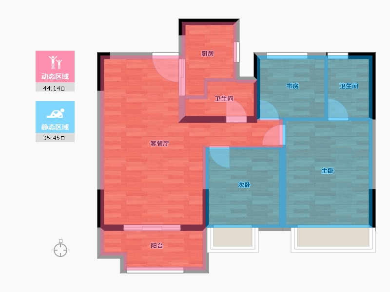 湖北省-恩施土家族苗族自治州-中梁九号院-70.70-户型库-动静分区