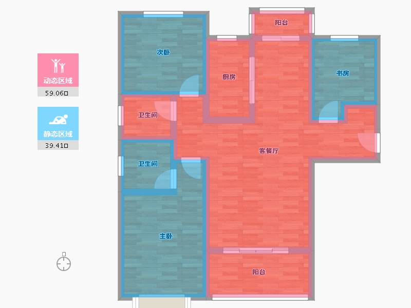 陕西省-渭南市-富平南关-86.53-户型库-动静分区