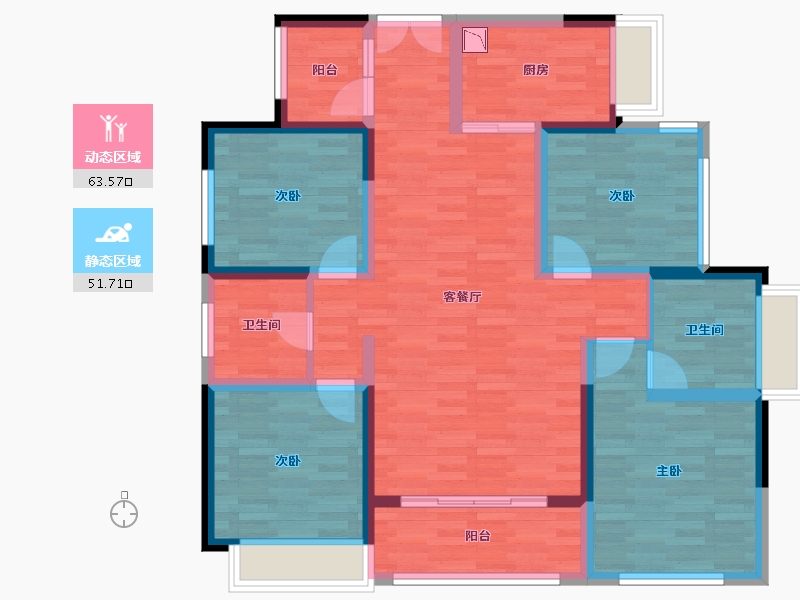 四川省-成都市-北辰南湖香麓-101.84-户型库-动静分区