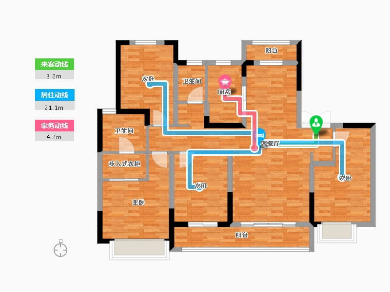 江苏省-南通市-中央公馆-106.11-户型库-动静线