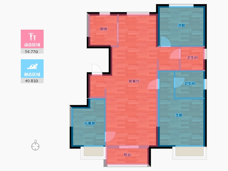 吉林省-长春市-万科翡翠公园-87.75-户型库-动静分区