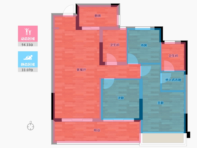 浙江省-杭州市-万科西之望府-79.70-户型库-动静分区