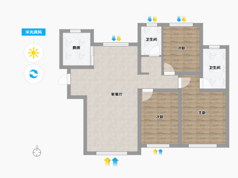 青海省-海东市-香格里拉-83.53-户型库-采光通风