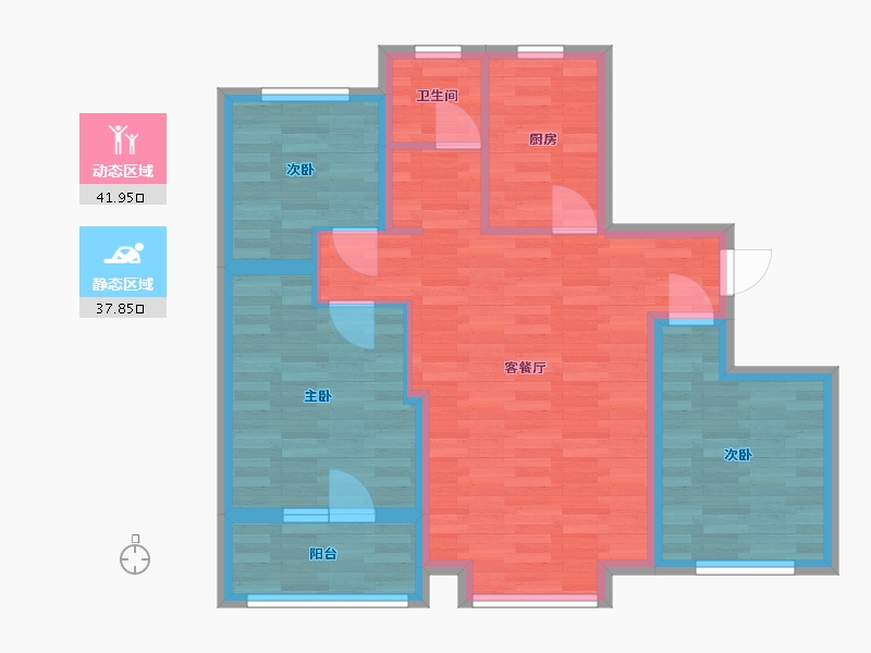 山东省-烟台市-侨苑公馆-70.65-户型库-动静分区