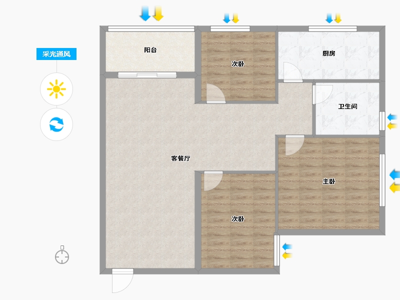 广东省-梅州市-梅园新村-105.00-户型库-采光通风