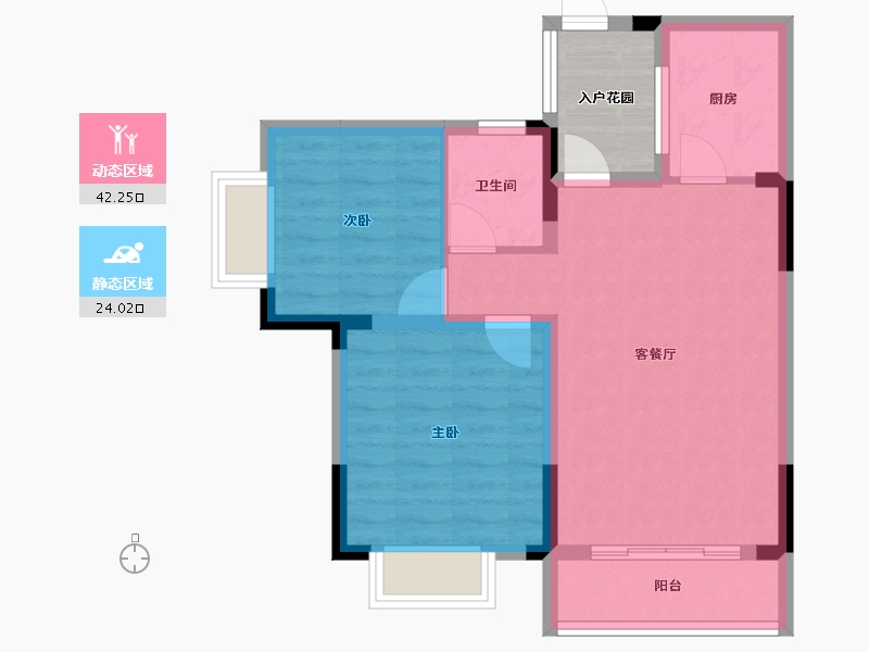 重庆-重庆市-蔡家 北城未来-63.30-户型库-动静分区