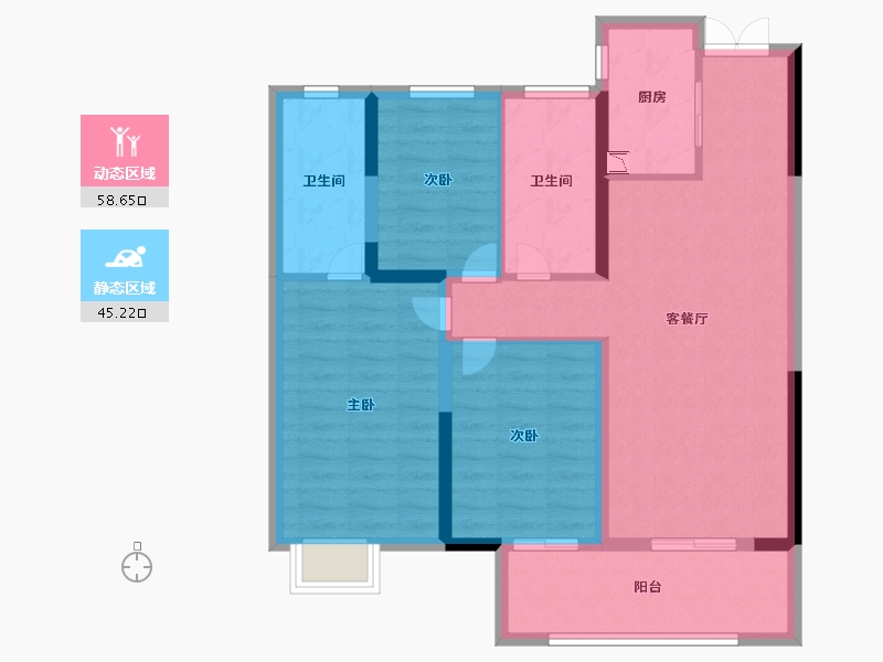 河南省-驻马店市-建业滨河珑府-92.79-户型库-动静分区