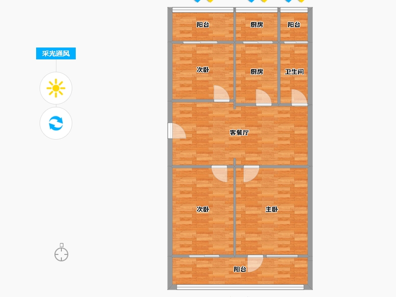 河南省-郑州市-纬三路-88.79-户型库-采光通风