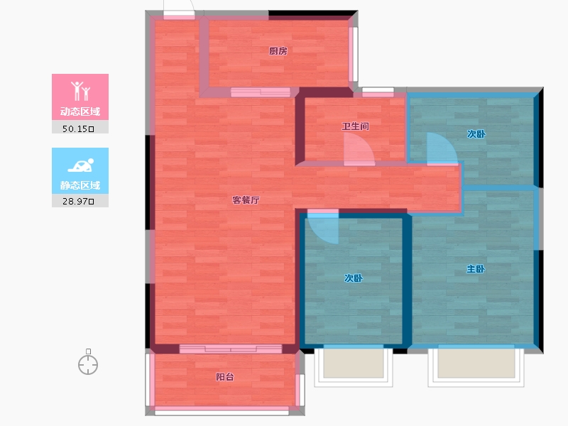 江苏省-无锡市-恒大观澜府-70.02-户型库-动静分区