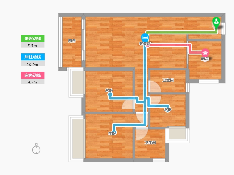 湖南省-长沙市-时代年华-69.78-户型库-动静线