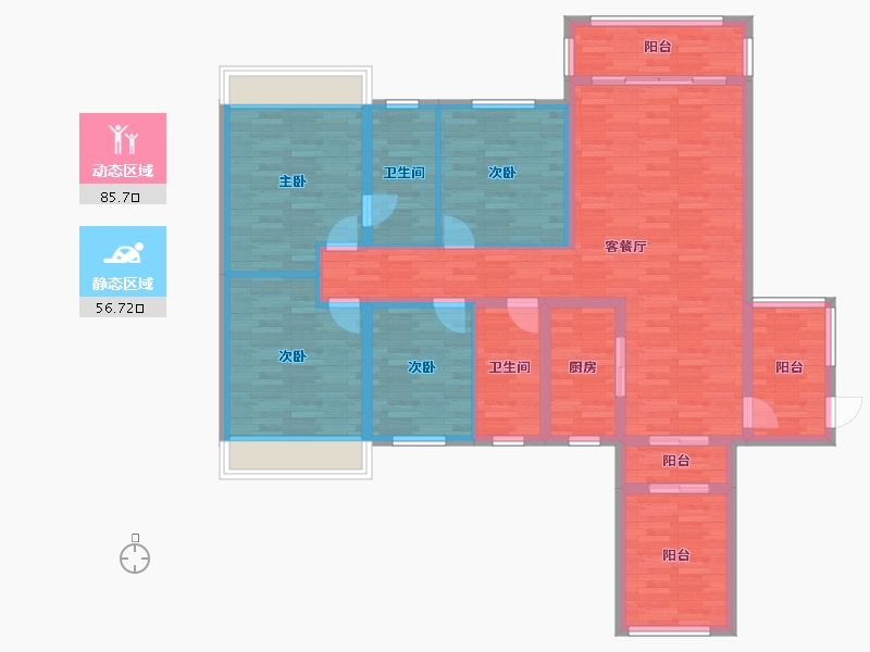 湖南省-邵阳市-巴黎新城-127.45-户型库-动静分区