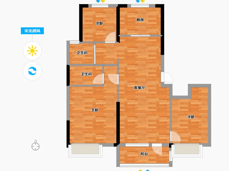 山东省-济南市-公园上城-86.60-户型库-采光通风