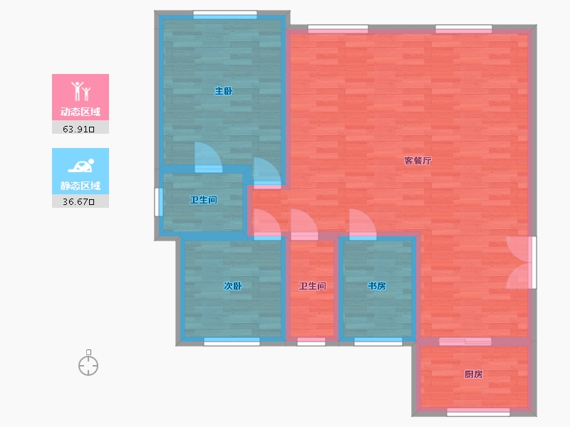 新疆维吾尔自治区-乌鲁木齐市-君瑞棠府-90.47-户型库-动静分区