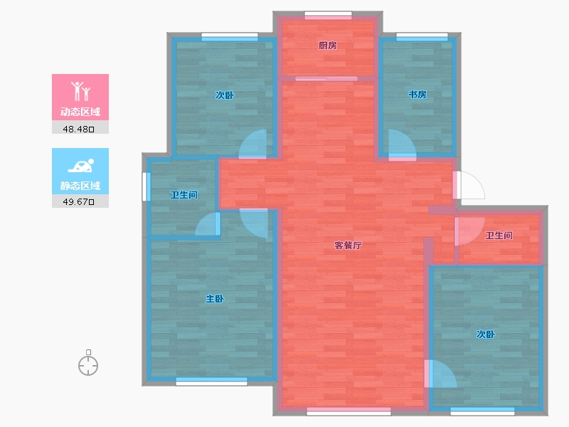 新疆维吾尔自治区-乌鲁木齐市-绿谷春天-87.89-户型库-动静分区