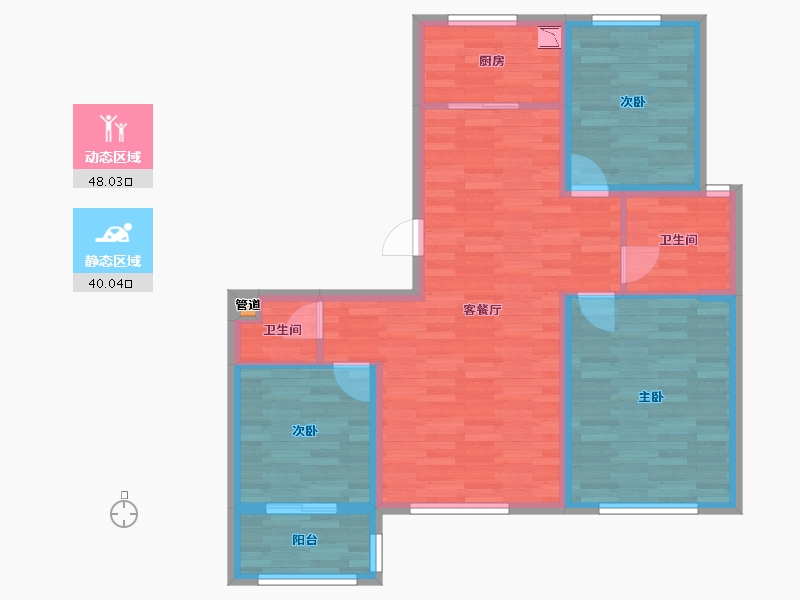 河北省-沧州市-小园湖畔-78.55-户型库-动静分区