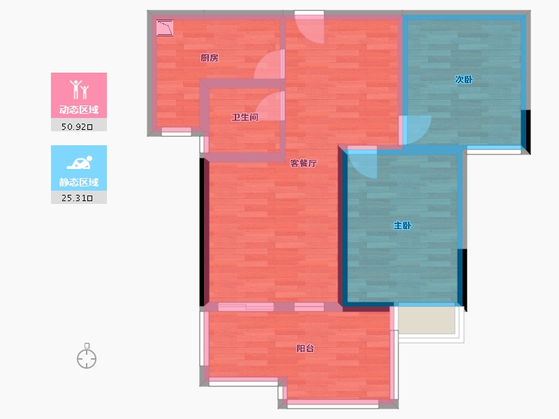 四川省-绵阳市-润森金座-66.96-户型库-动静分区