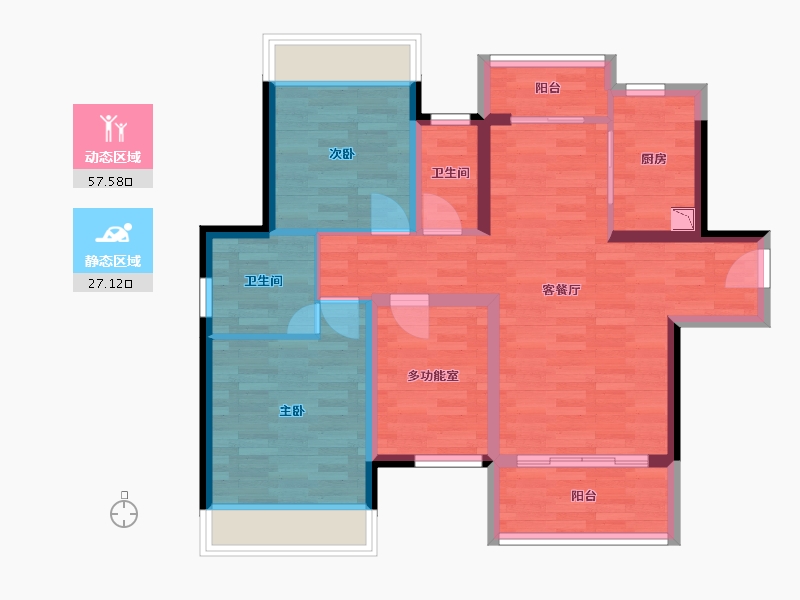 广东省-江门市-骏景湾·领峰9栋01户型-74.53-户型库-动静分区