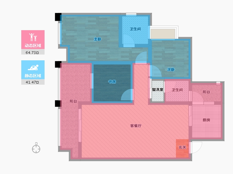 重庆-重庆市-恒安翠湖澜郡-92.75-户型库-动静分区