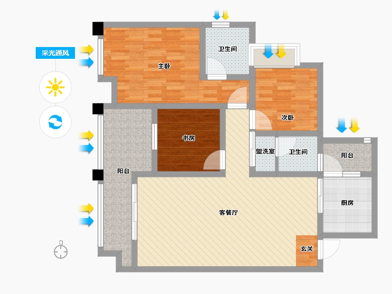 重庆-重庆市-恒安翠湖澜郡-92.75-户型库-采光通风