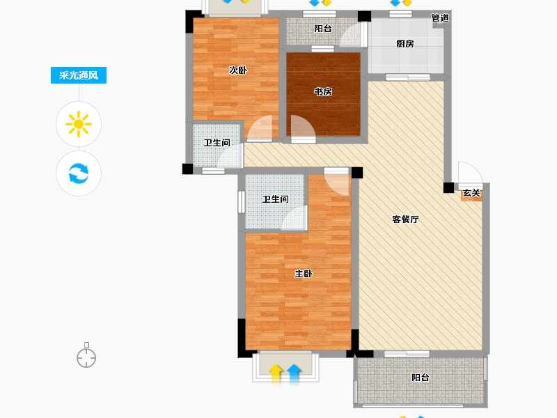 江西省-九江市-金龍花园-94.72-户型库-采光通风