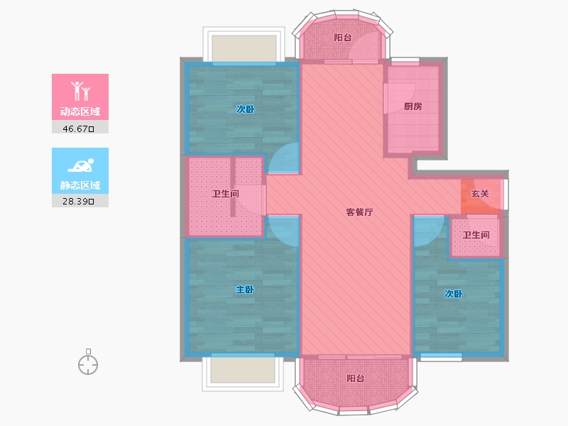 北京-北京市-兴都苑-66.25-户型库-动静分区