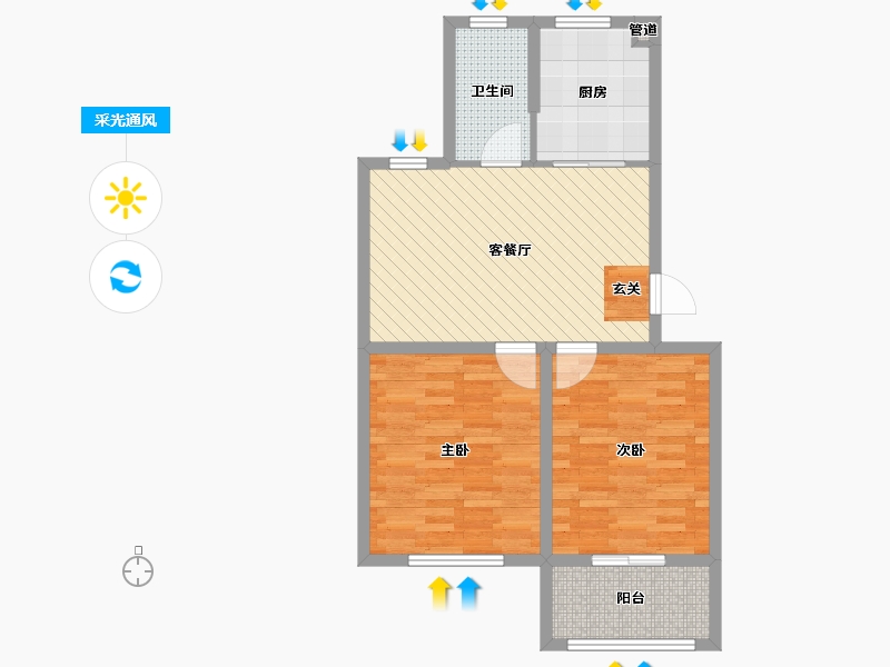 浙江省-嘉兴市-凌波苑-67.22-户型库-采光通风