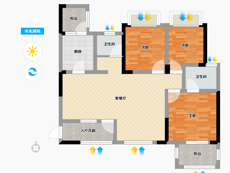 四川省-成都市-汇景新城-79.43-户型库-采光通风