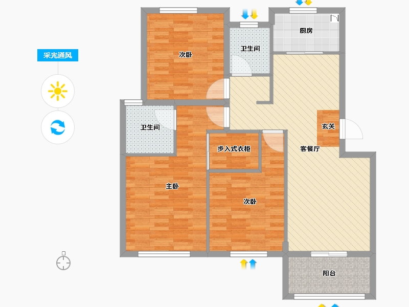 浙江省-嘉兴市-智慧人家-91.47-户型库-采光通风