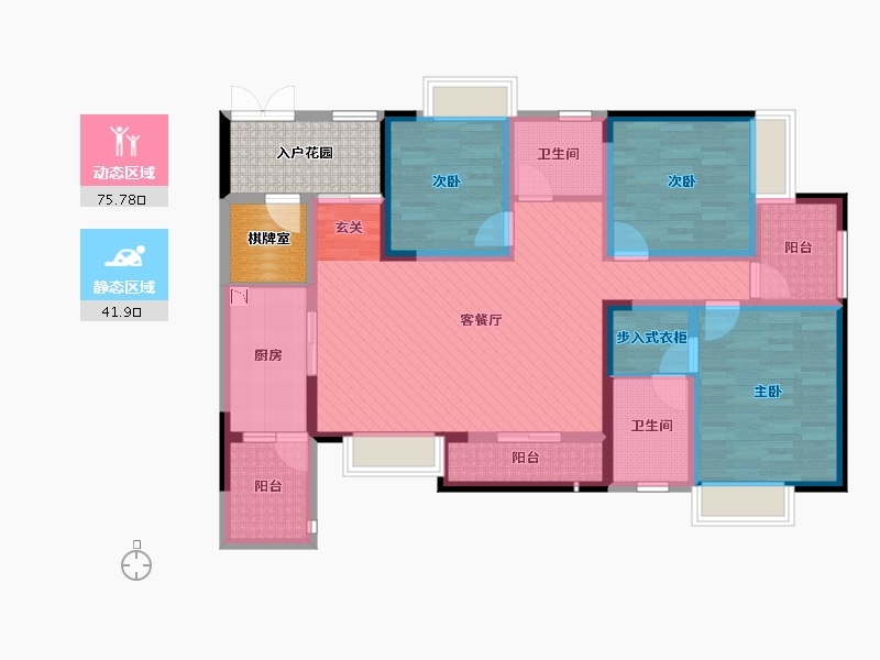 重庆-重庆市-联发瞰青-111.46-户型库-动静分区