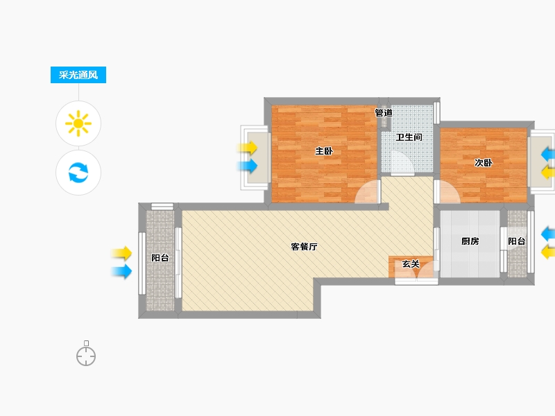 上海-上海市-碧云新天地-65.05-户型库-采光通风