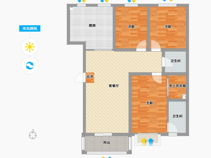 天津-天津市-兴旺公寓-99.03-户型库-采光通风