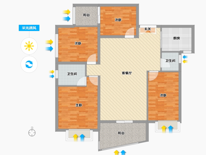 湖南省-郴州市-鑫沙苑-114.14-户型库-采光通风