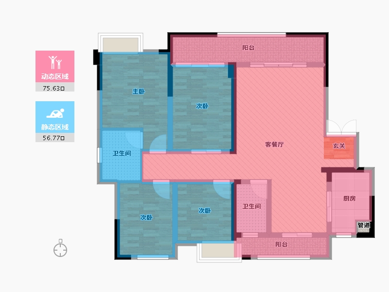 湖南省-长沙市-溶江小区-114.99-户型库-动静分区