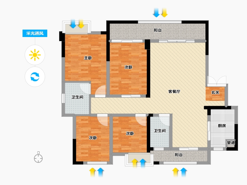 湖南省-长沙市-溶江小区-114.99-户型库-采光通风