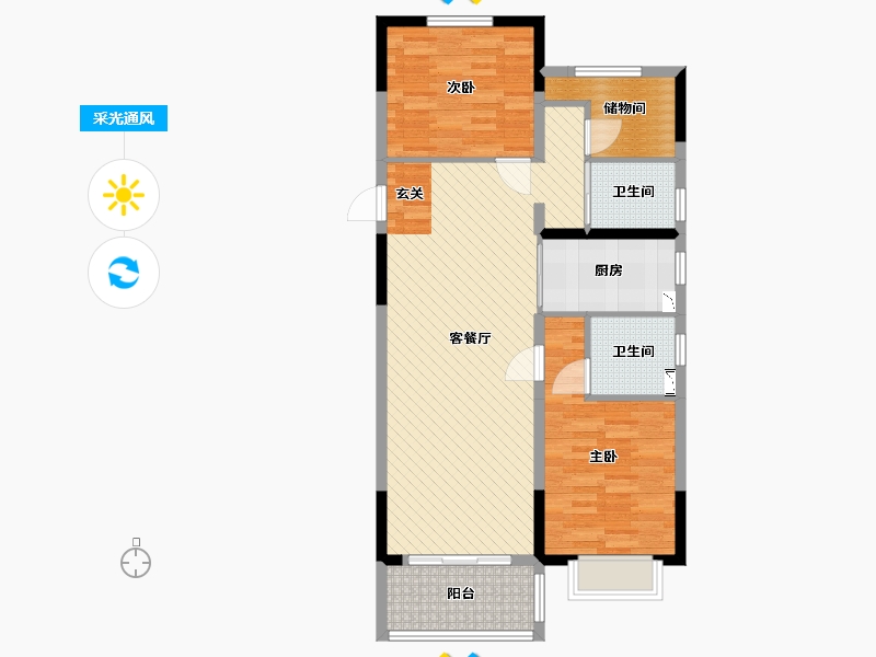 浙江省-嘉兴市-海盐碧桂园-87.09-户型库-采光通风