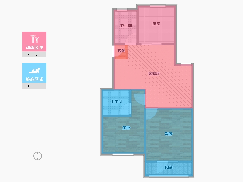 浙江省-杭州市-百家乐西园-64.80-户型库-动静分区