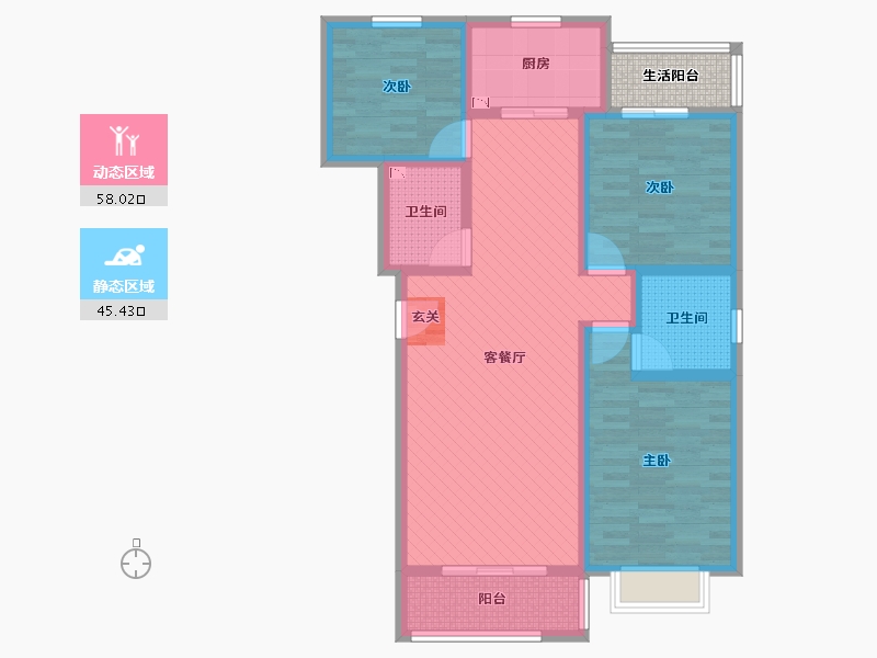 陕西省-宝鸡市-东仁新城D区-93.33-户型库-动静分区