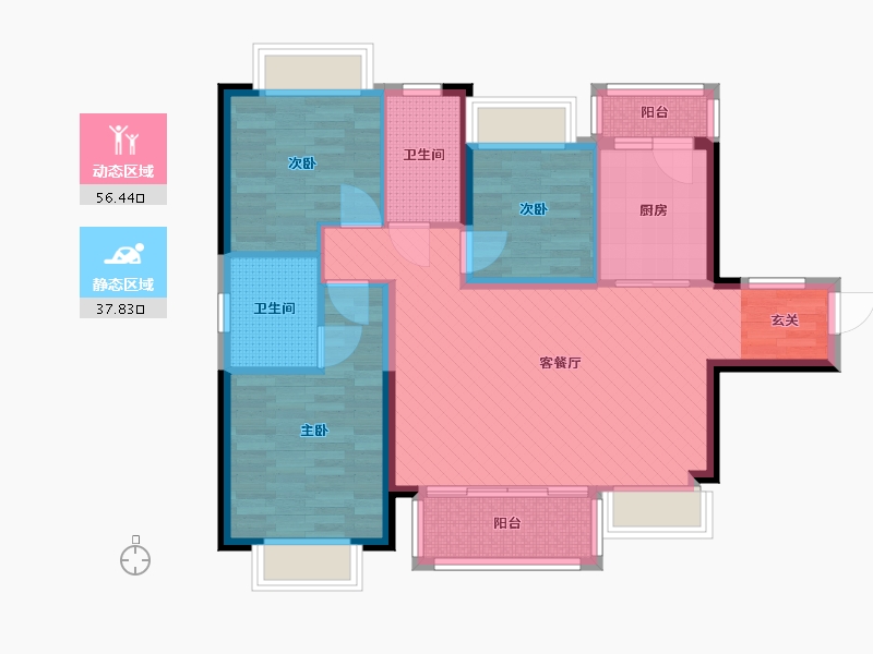 广东省-东莞市-金地艺境水岸-82.55-户型库-动静分区