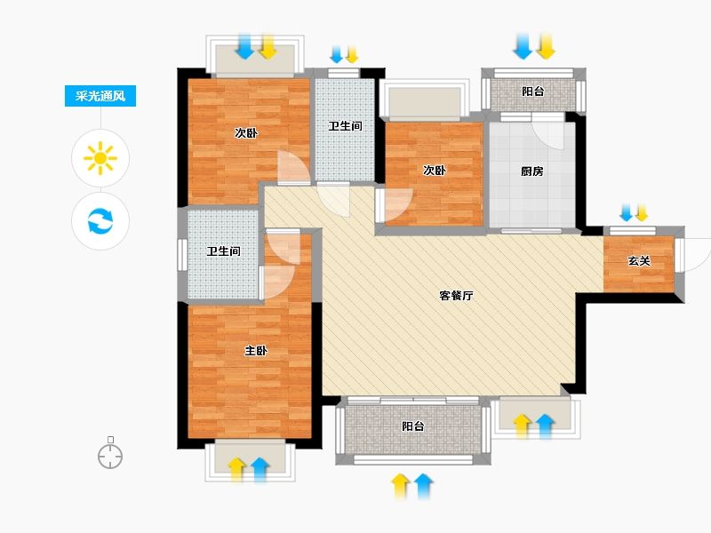 广东省-东莞市-金地艺境水岸-82.55-户型库-采光通风