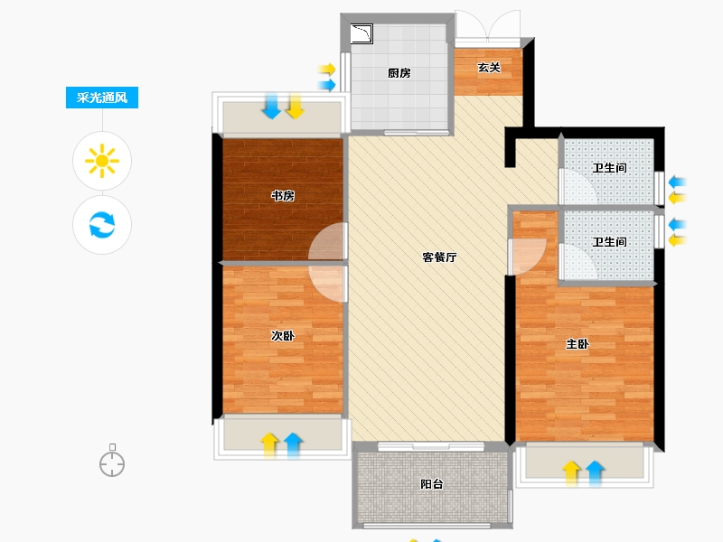 浙江省-宁波市-博文苑-81.77-户型库-采光通风