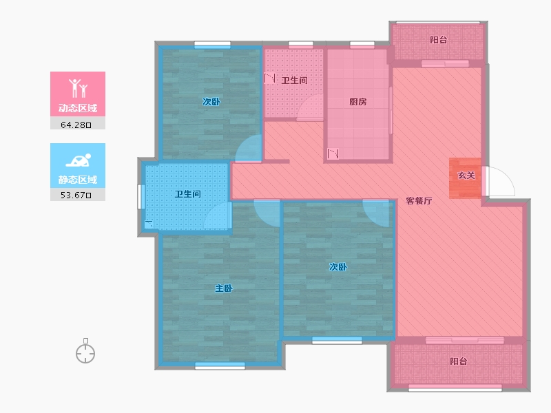 浙江省-杭州市-金竹新城-106.19-户型库-动静分区