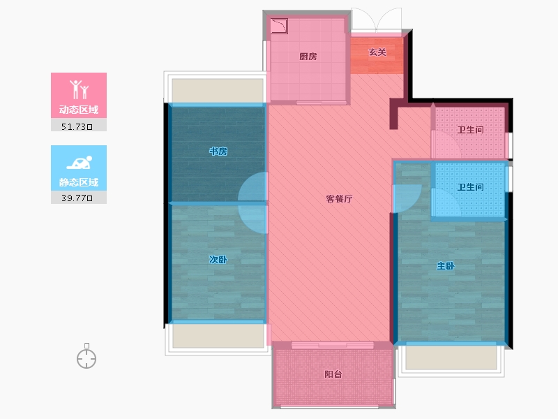 浙江省-宁波市-博文苑-81.77-户型库-动静分区