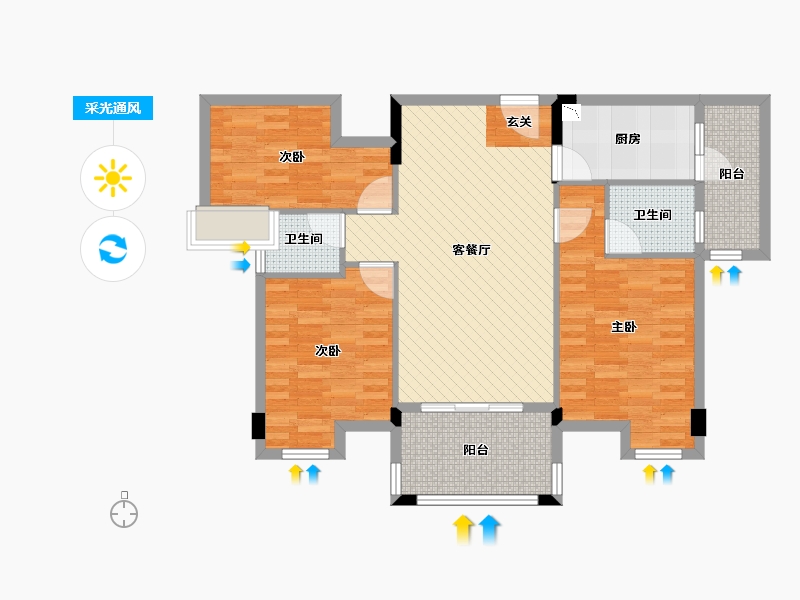 广东省-河源市-兴隆湾花园-93.35-户型库-采光通风