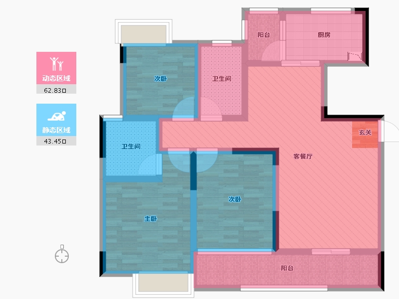 云南省-昆明市-中豪・泛亚国际・悦城-90.94-户型库-动静分区