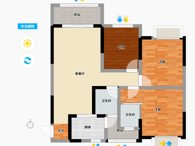 四川省-德阳市-东郡华府-79.92-户型库-采光通风