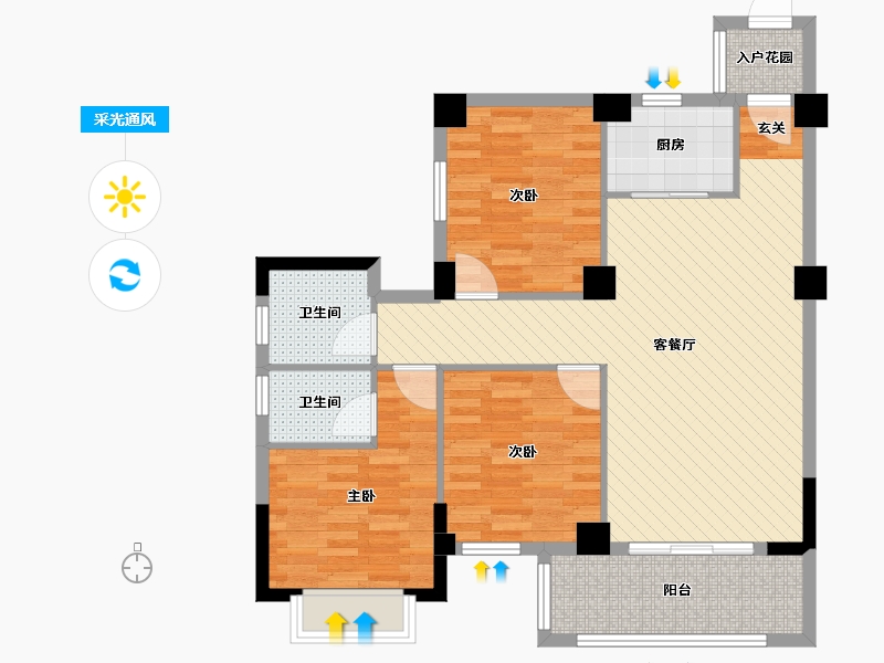 福建省-泉州市-玉龙小区-89.89-户型库-采光通风