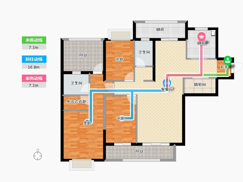 北京-北京市-幸福小区-134.51-户型库-动静线