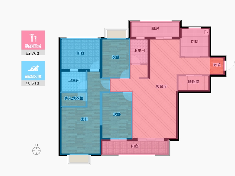 北京-北京市-幸福小区-134.51-户型库-动静分区