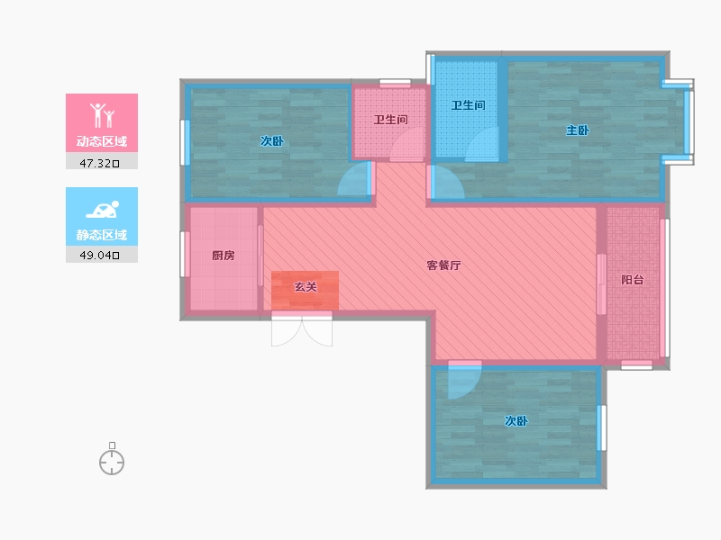 陕西省-渭南市-都市雅苑-83.91-户型库-动静分区